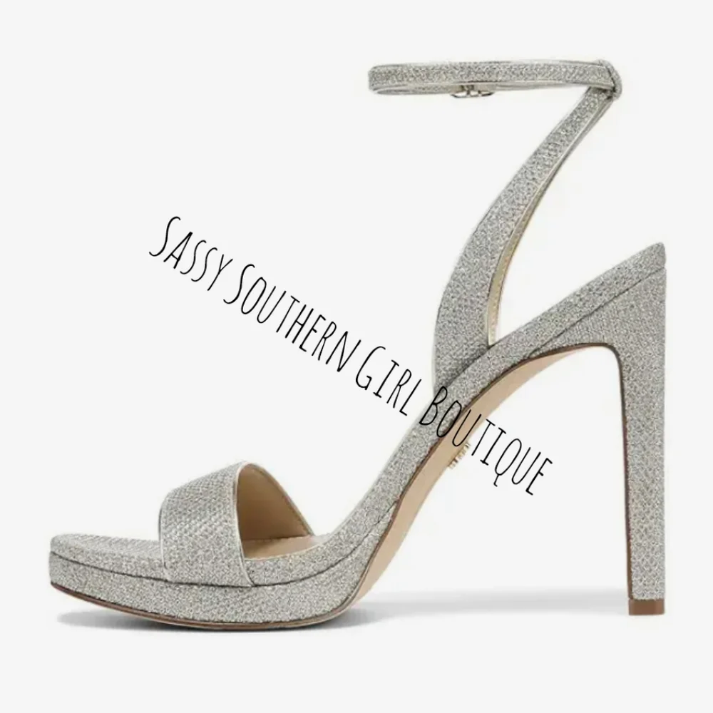 ⭐🆕Shimmer Sam Edelman jute metallic ankle strap heels